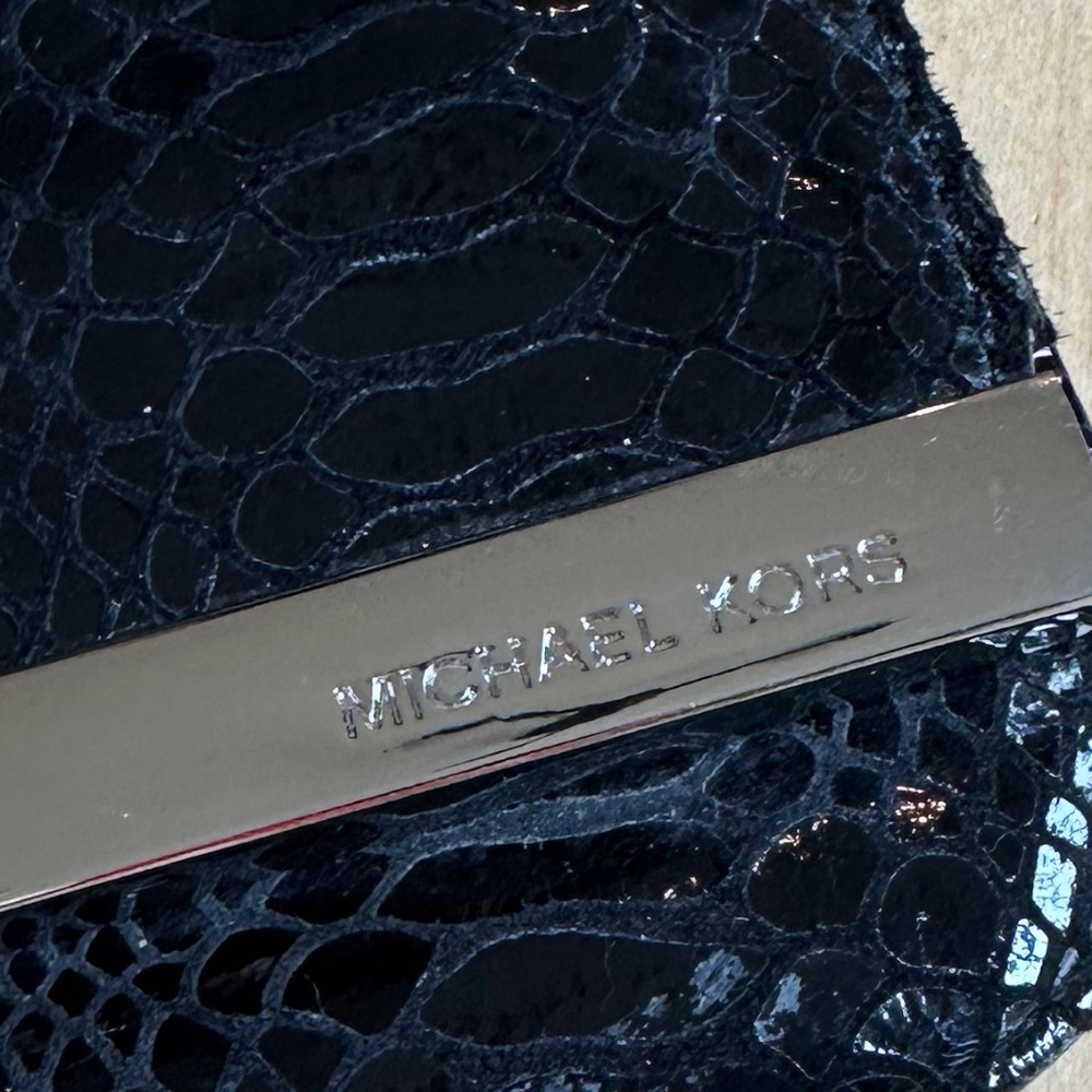 Michael Kors Black reptile clutch/shoulder bag, CB2422 - Picture 3 of 8